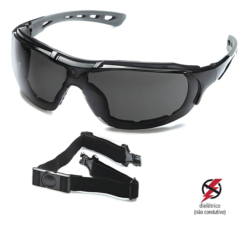 Óculos Segurança Steelflex Proteção Uv Dielétrico Roma Fume