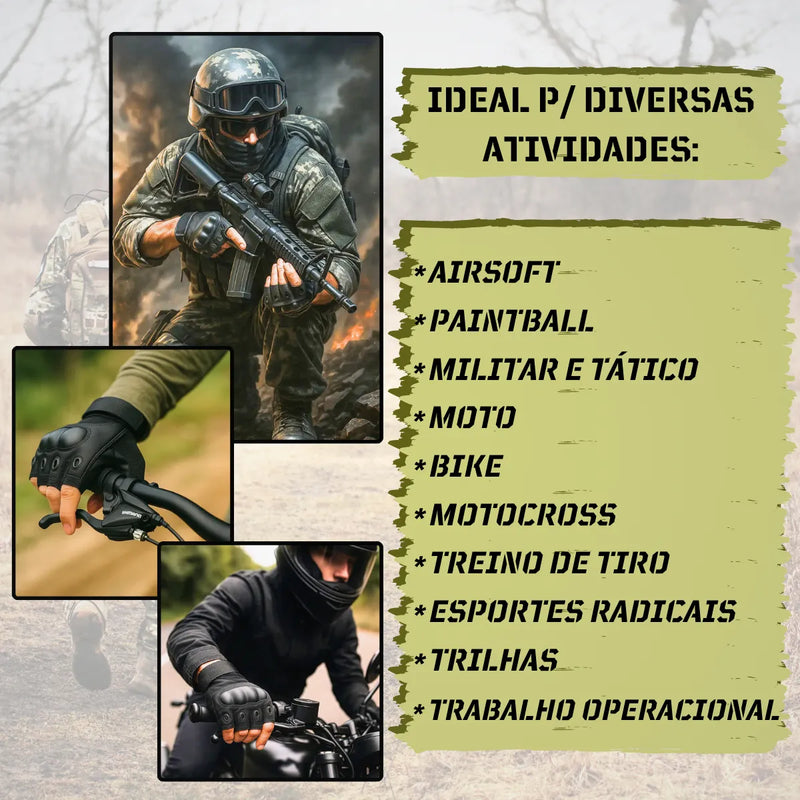 Luva tática meio dedo